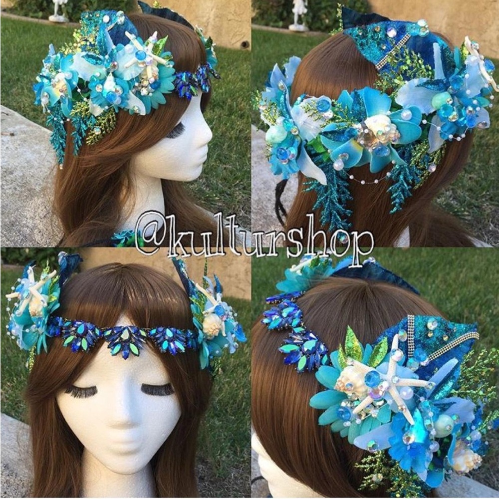 Blue Floral Headpiece